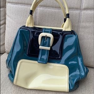 Orla Kiely patent leather handbag